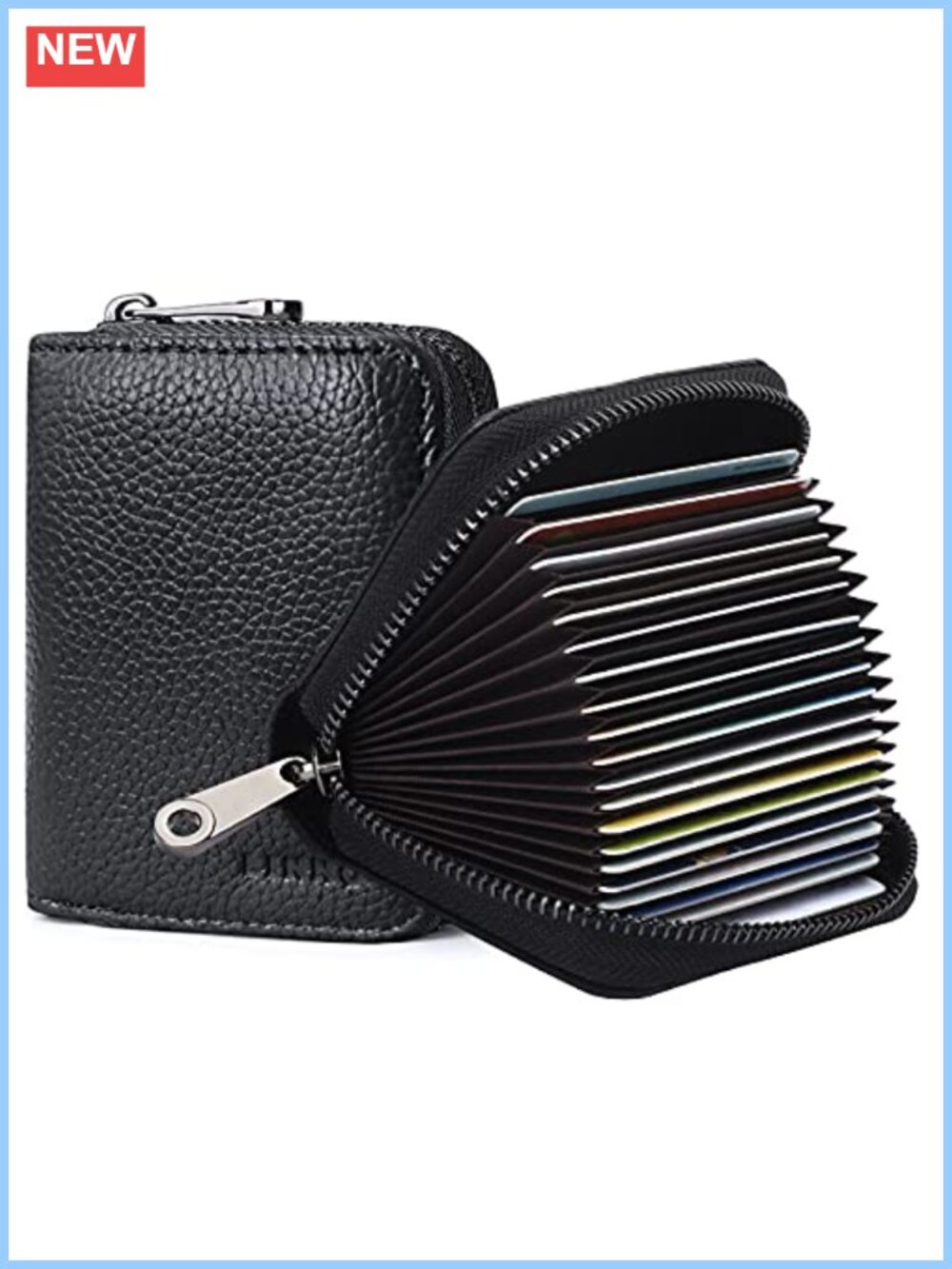 Genuine Leather RFID Credit Card Holder Wallet Zipper Coin Pocket